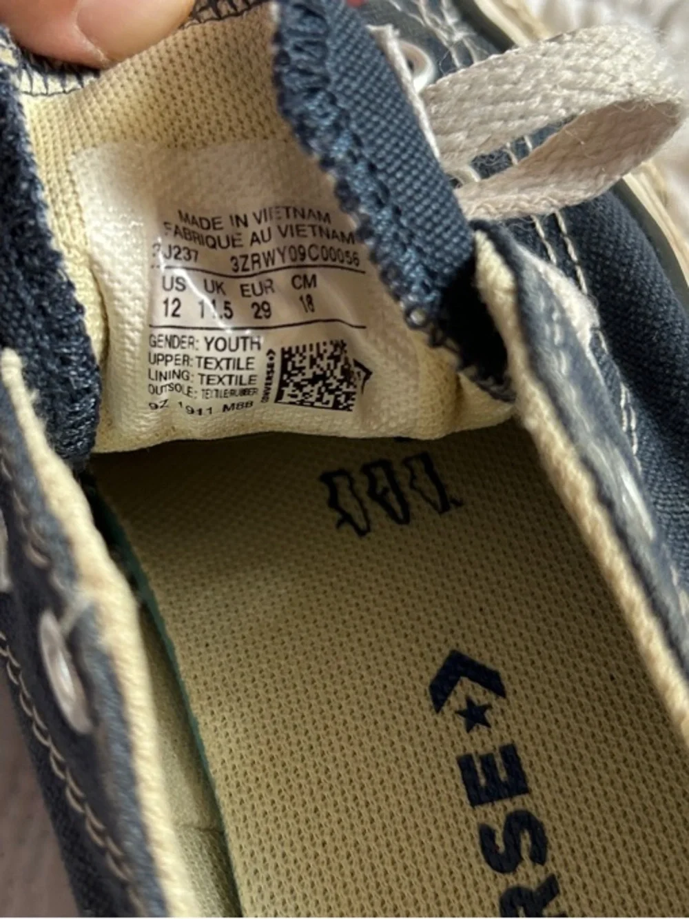 Converse Kids Navy Canvas Low Top Sneakers with White Laces